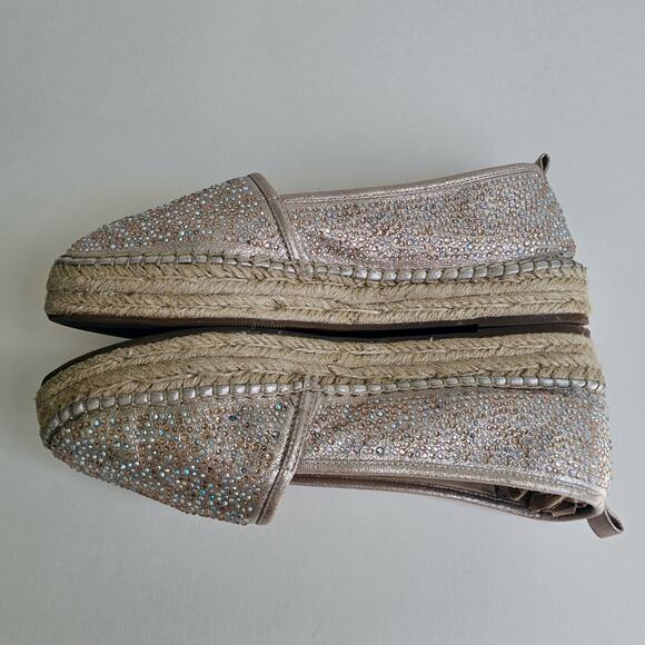 Rhinestone Espadrilles Flats INC Caleyy Size 9 Metallic Tan Sparkle Slip Ons - Picture 14 of 14